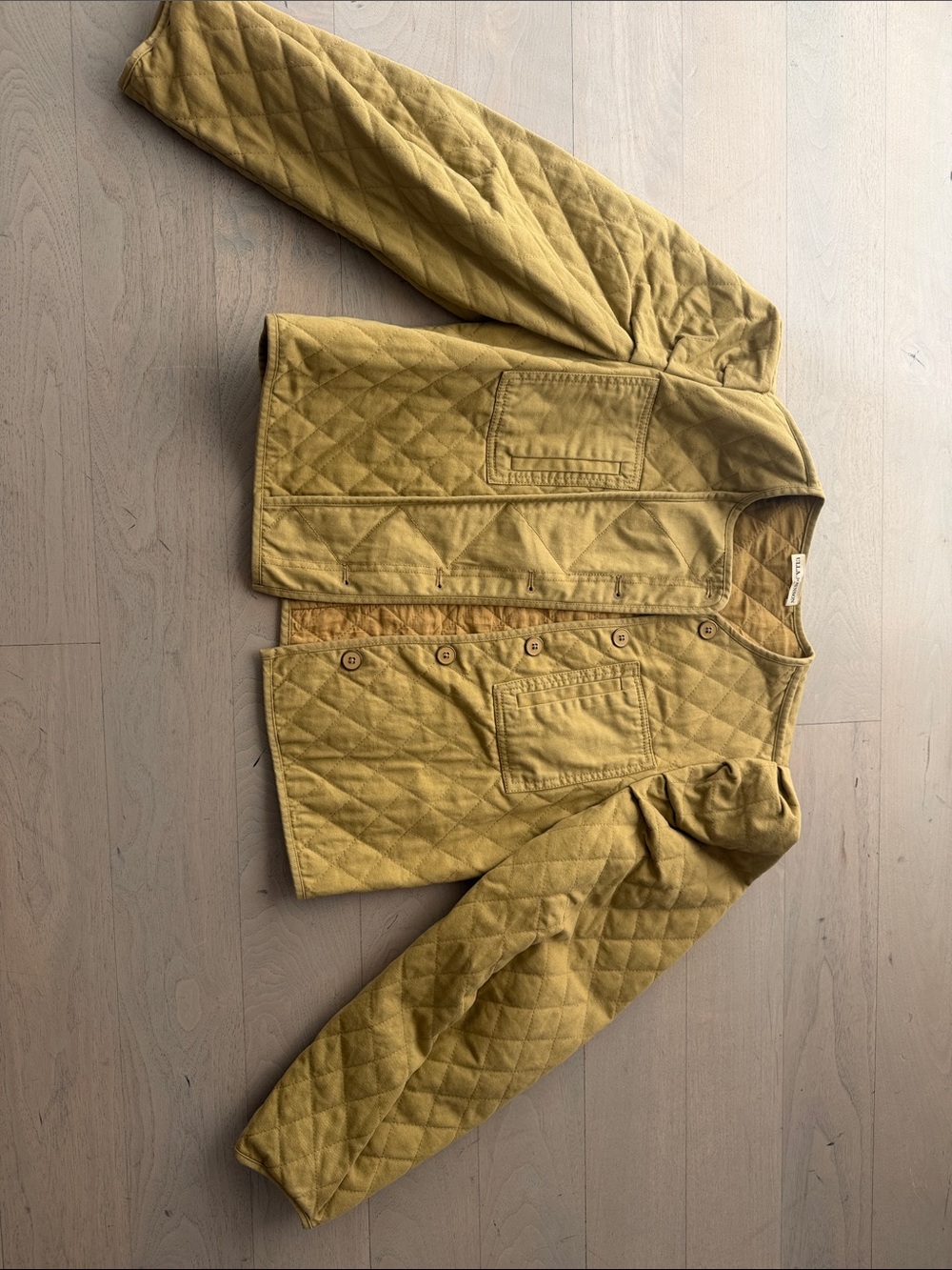Ulla Johnson Quilted Shirt Jacket in Mustard Yellow
